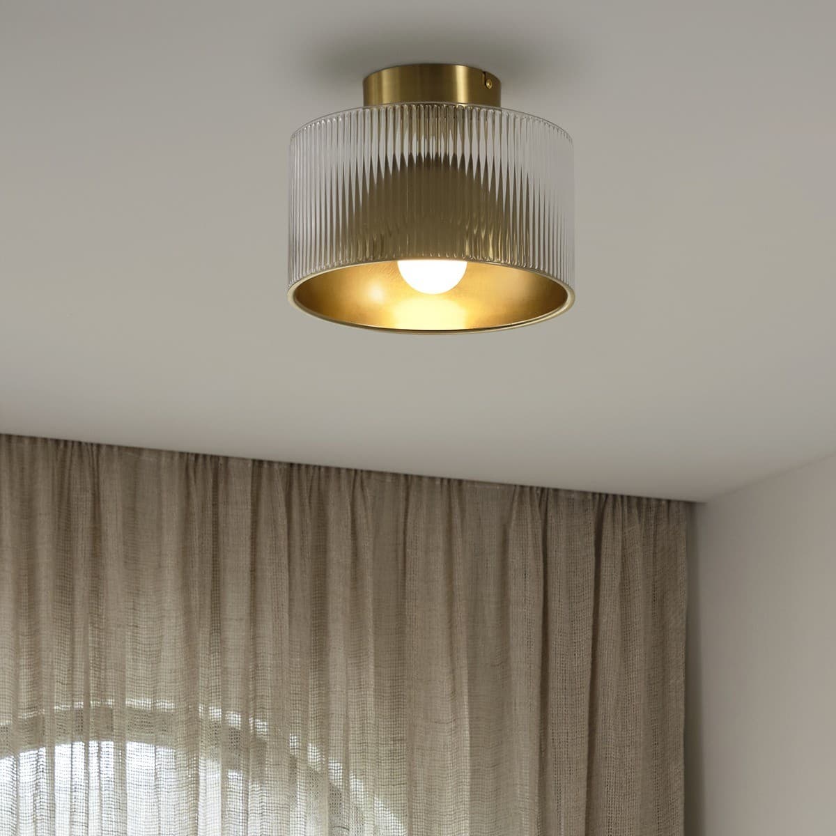 Gigi 250mm 1 Light Flush Mount in Aged Brass with Clear Glass-img-4