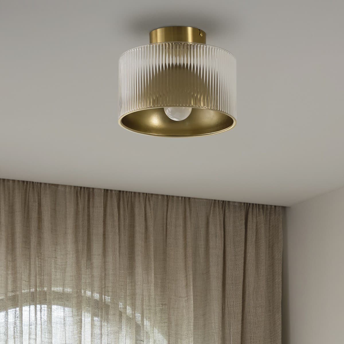 Gigi 250mm 1 Light Flush Mount in Aged Brass with Clear Glass-img-5