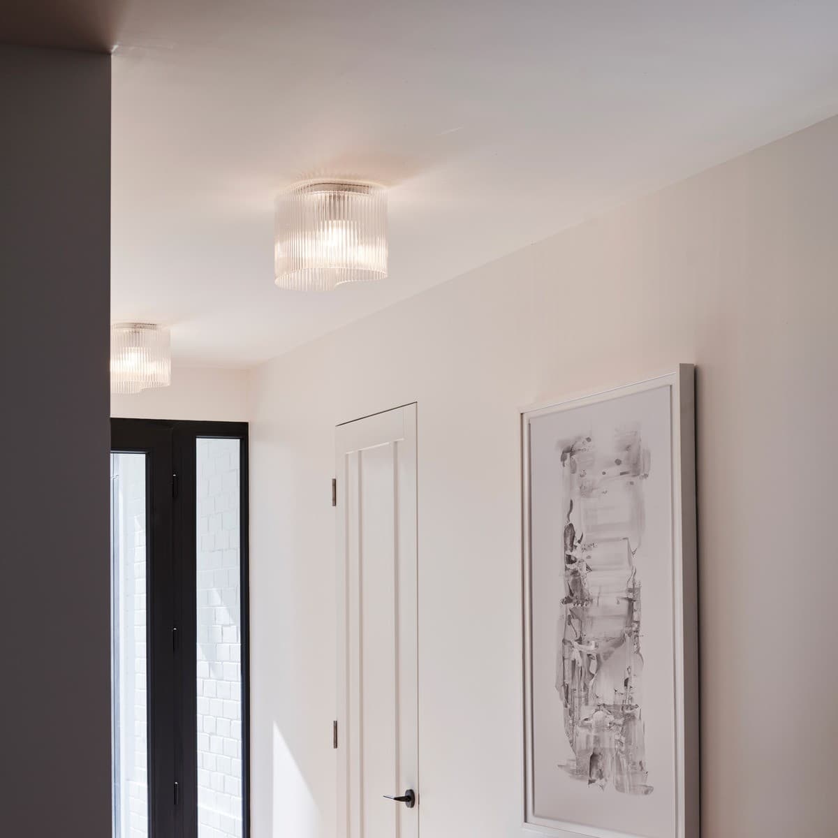 Aubrey 2 Light Flush Mount in Chrome with Clear Ribbed Glass-img-4