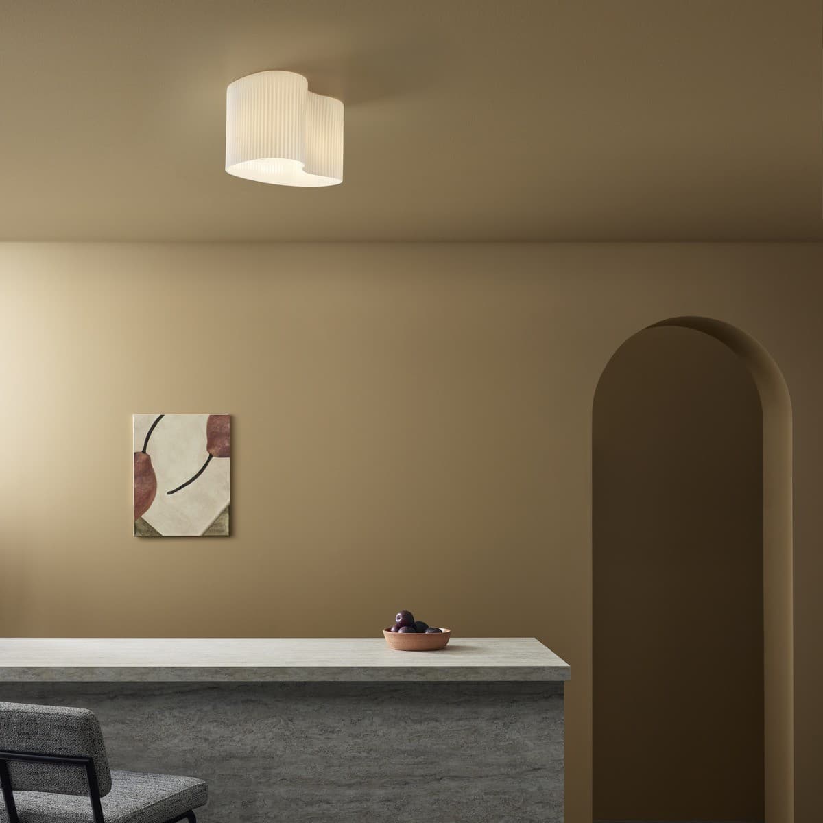 Aubrey 2 Light Flush Mount in White with Opal Ribbed Glass-img-2