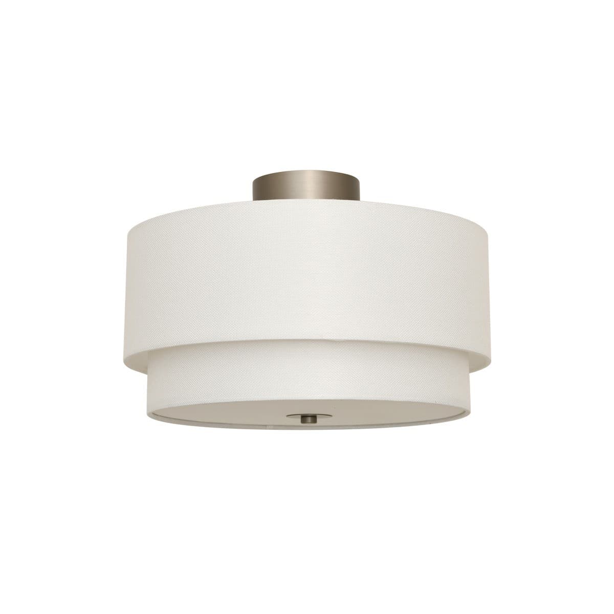 Elle Double 3 Light Close to Ceiling Drum in White with Nickel Details-img-1