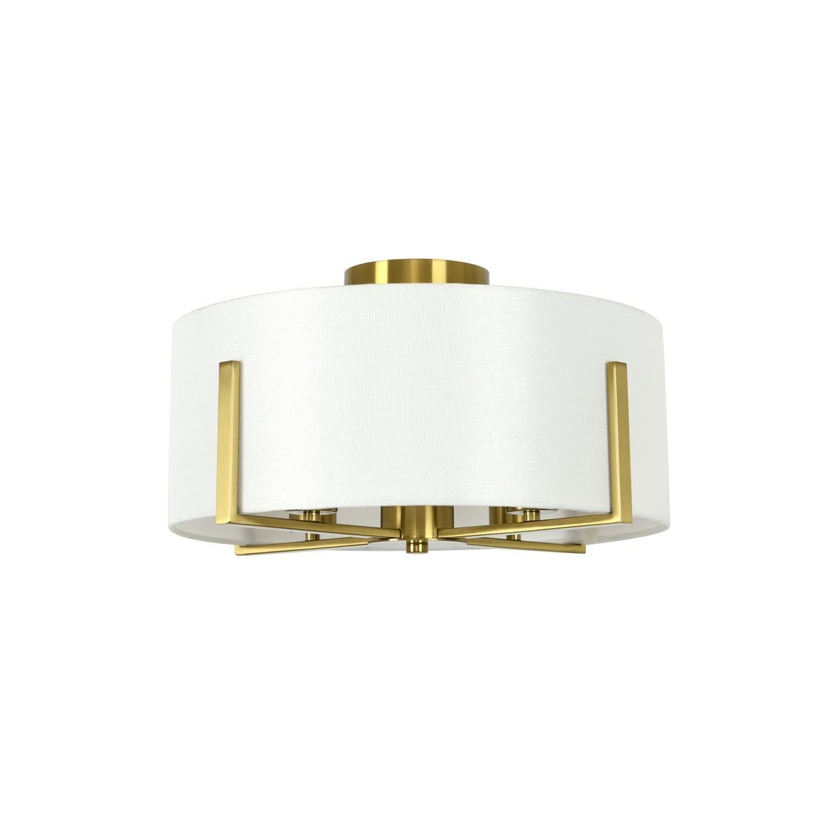 Knox 4 Light Close to Ceiling Drum in White with Brass Details-img-1