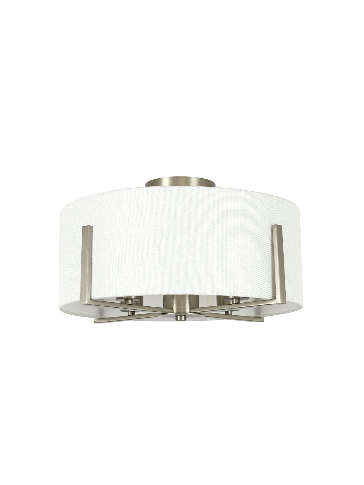 Knox 4 Light Close to Ceiling Drum in White with Nickel Details-img-1