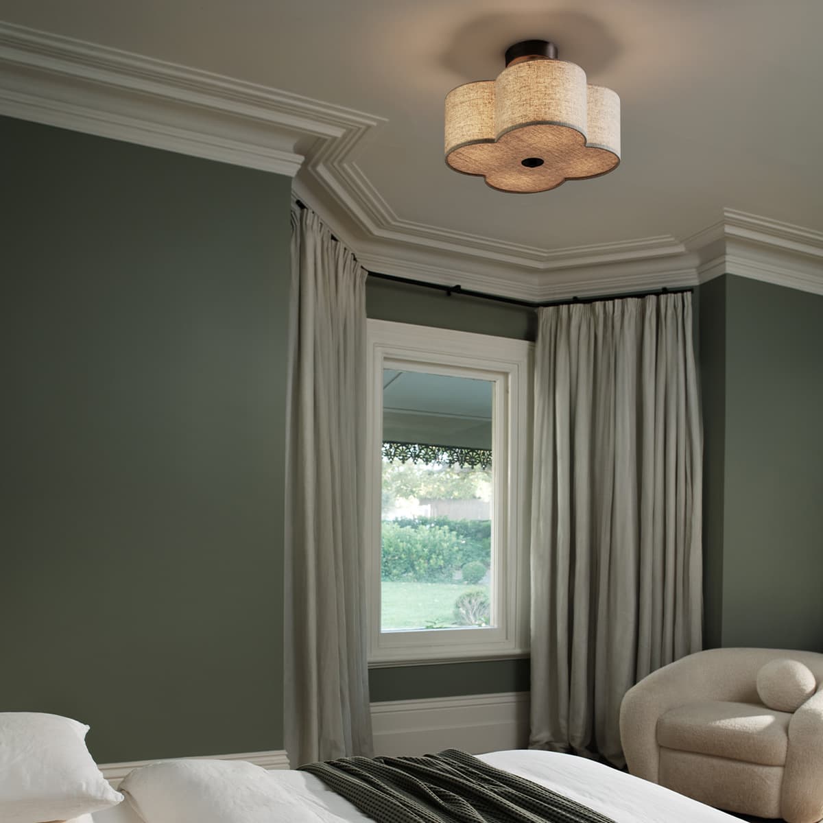 Motif 4 Light 400mm Drum Ceiling Pendant in Natural and Bronze-img-2