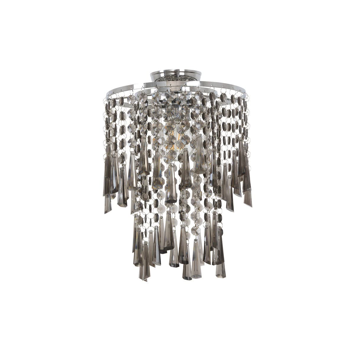 Reign 1 Light DIY Batten Fix in Chrome with Smoke Acrylic Beads