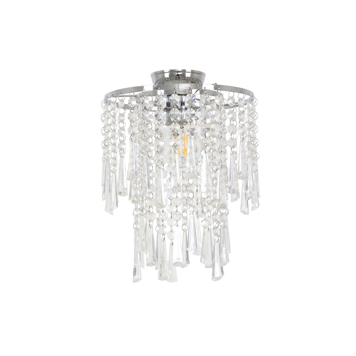 Reign 1 Light DIY Batten Fix in Chrome with Clear Acrylic Beads-img-1