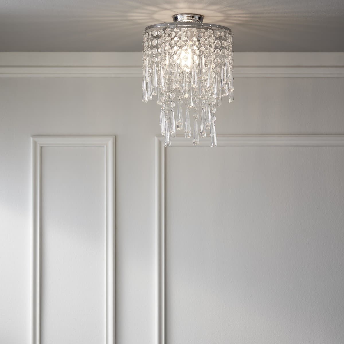 Reign 1 Light DIY Batten Fix in Chrome with Clear Acrylic Beads-img-3