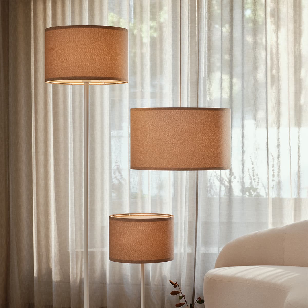Sofia 500mm Tan Linen Drum Shade Fabric Only-img-2