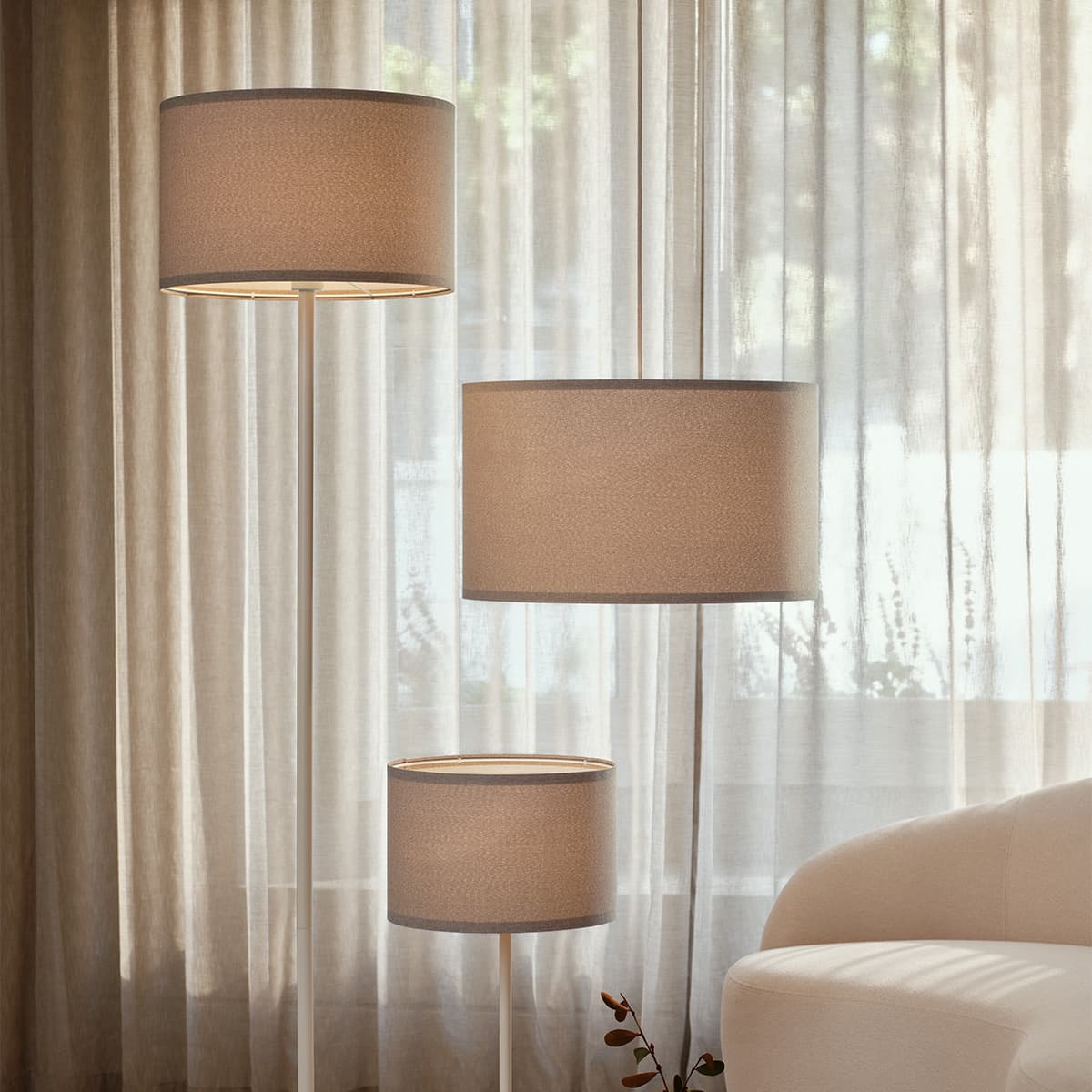 Sofia 300mm Grey Linen Drum Shade Fabric Only-img-3