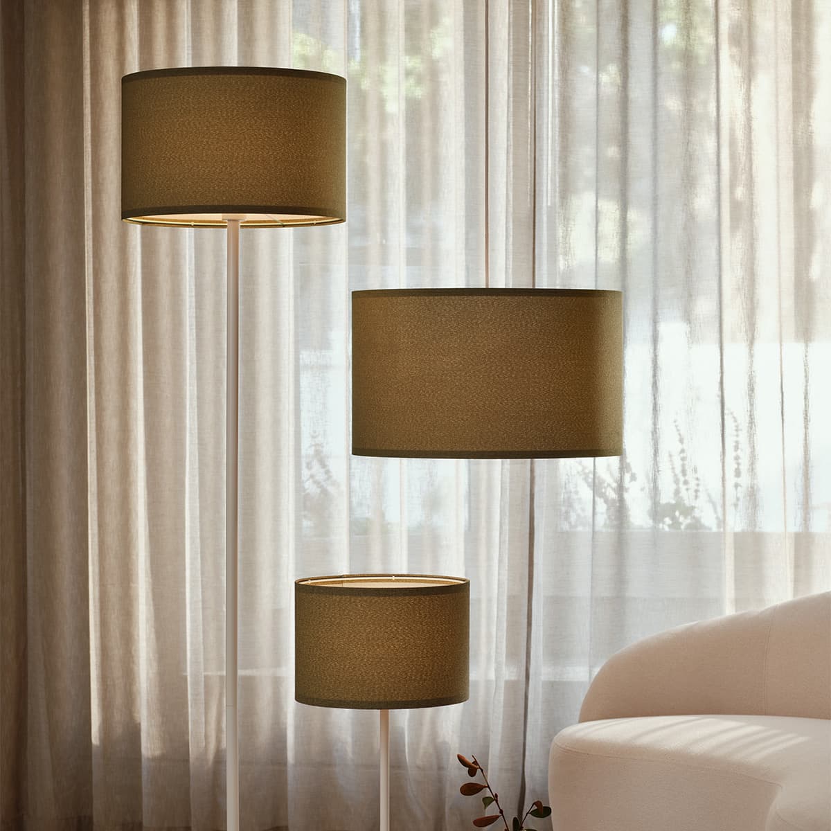 Sofia 500mm Moss Green Linen Drum Shade Fabric Only-img-2