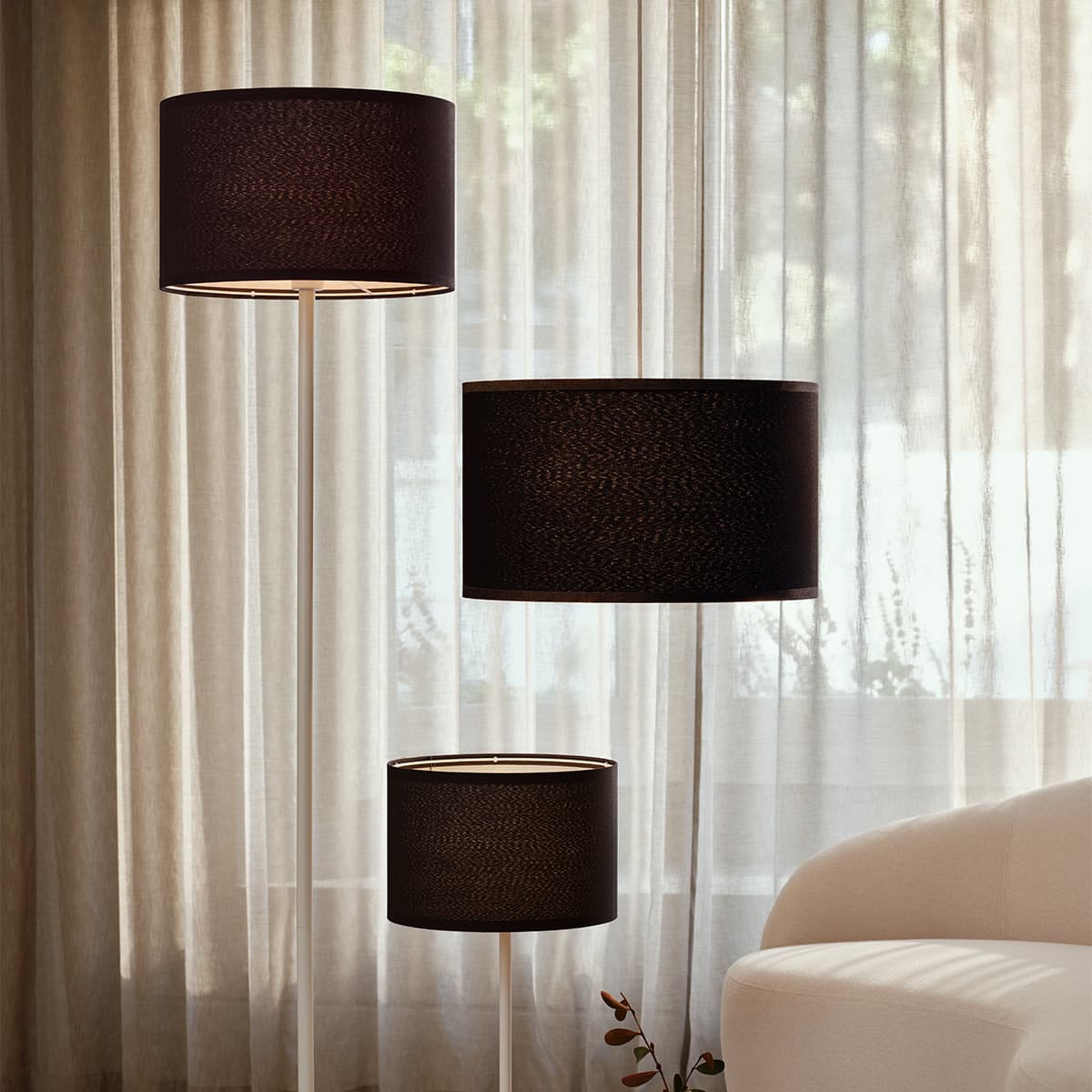 Sofia 300mm Black Linen Drum Shade Fabric Only-img-3