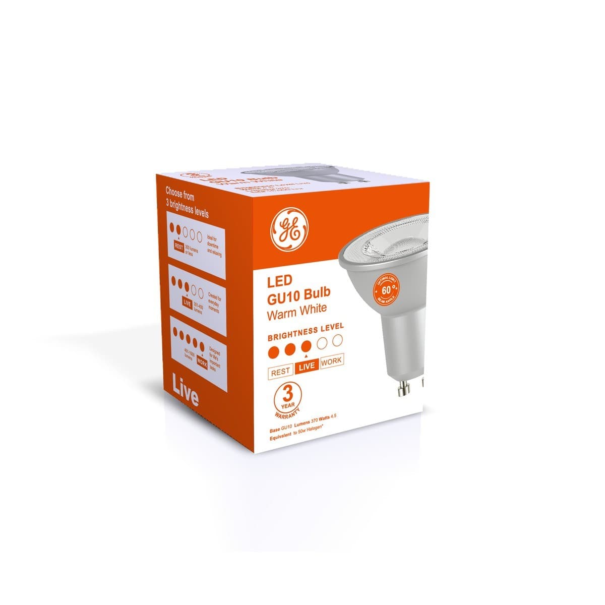 GE 3.4W GU10 Globe in Warm White-img-2