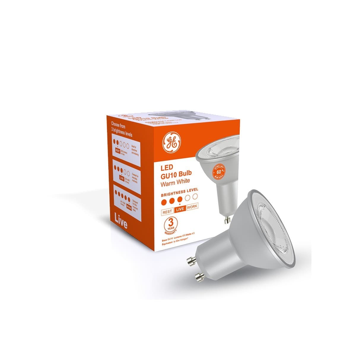 GE 3.4W GU10 Globe in Warm White-img-3