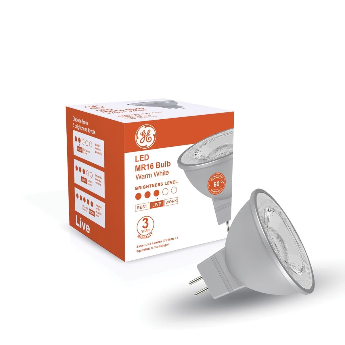 GE 3.4W LED MR16 Globe in Warm White-img-2