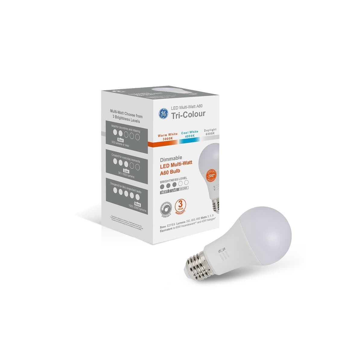 GE Multi-Watt ES LED CCT A60 Dimmable Globe-img-2