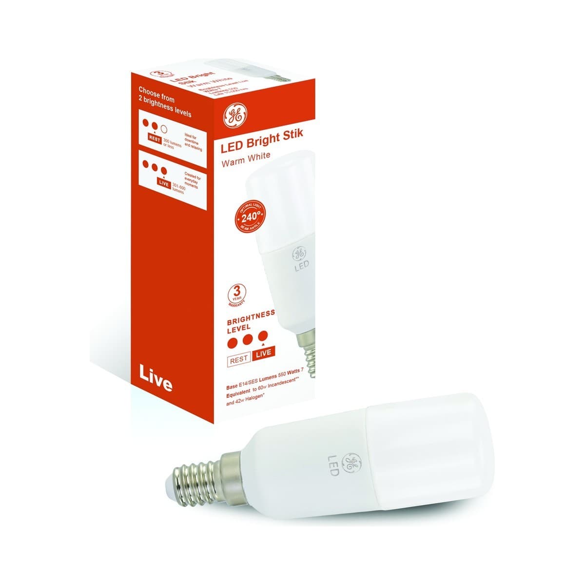 GE 7W LED Bright Stik Gen 2 SES Globe in Warm White-img-1