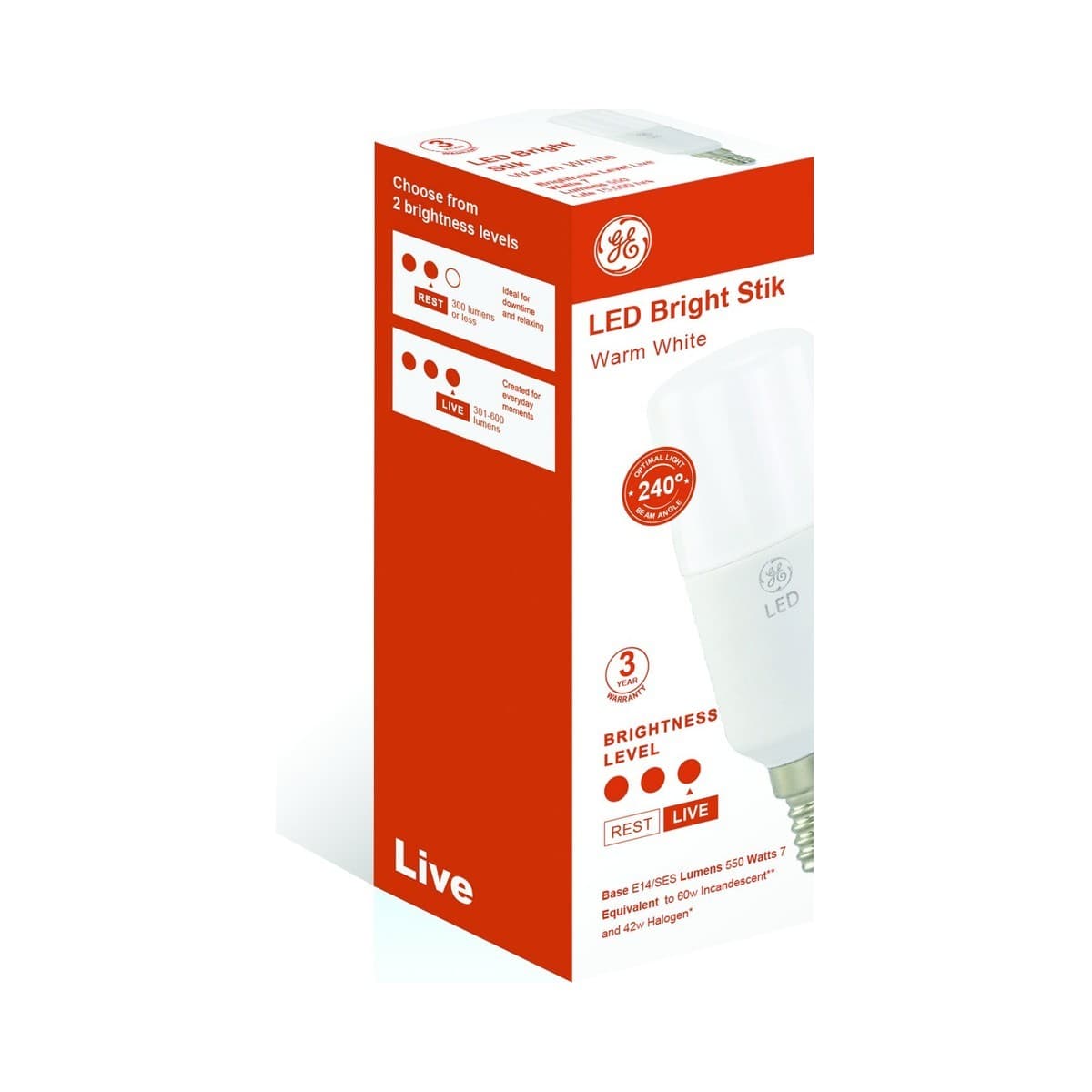 GE 7W LED Bright Stik Gen 2 SES Globe in Warm White-img-2