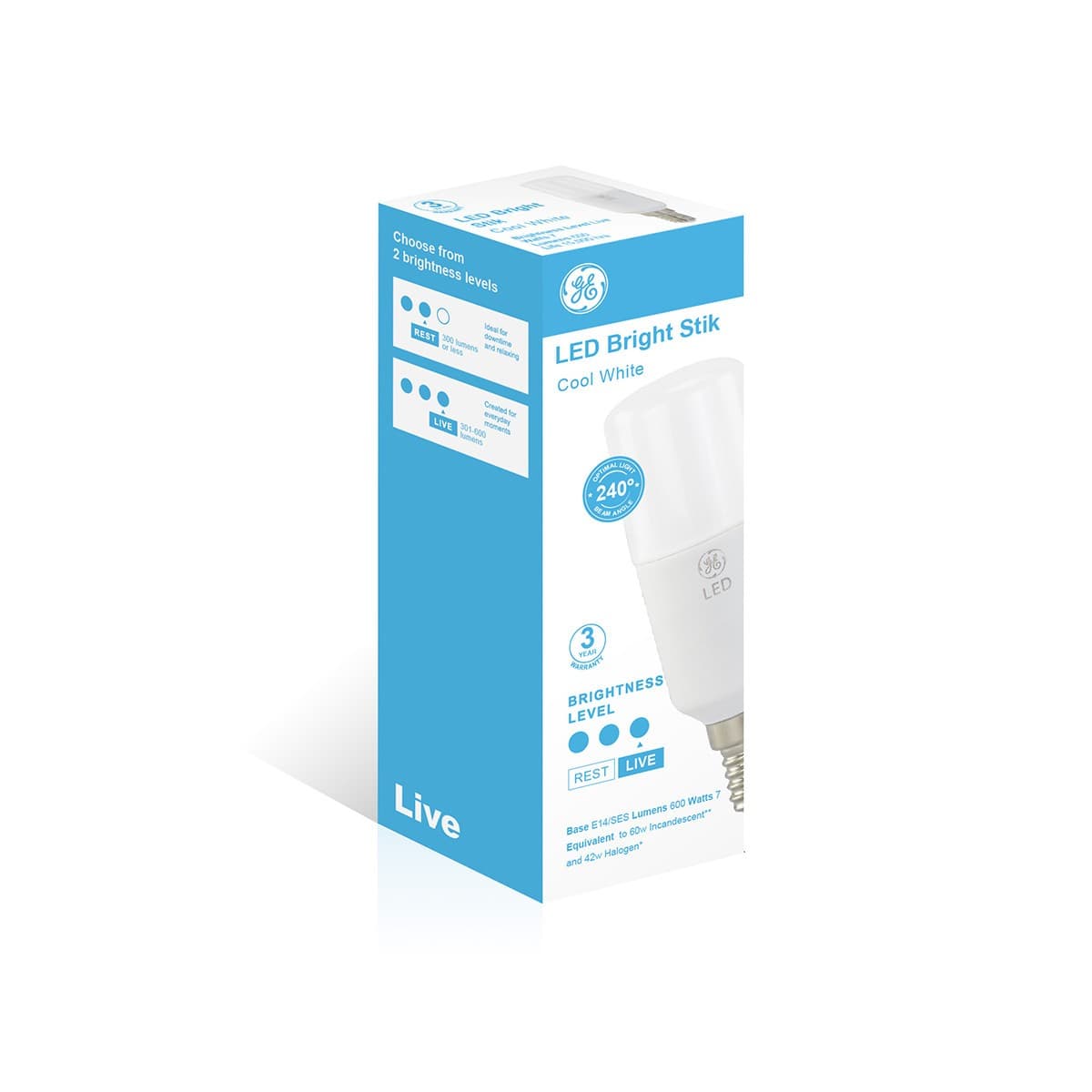 GE 7W LED Bright Stik Gen 2 SES Globe in Cool White-img-2