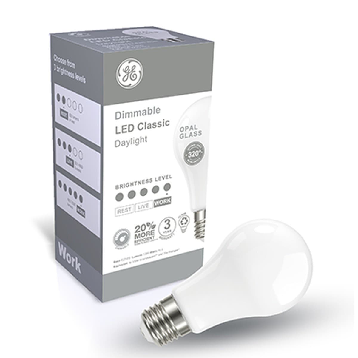 GE 10.5W Glass Opal ES LED GLS Dimmable Globe in Day Light-img-3