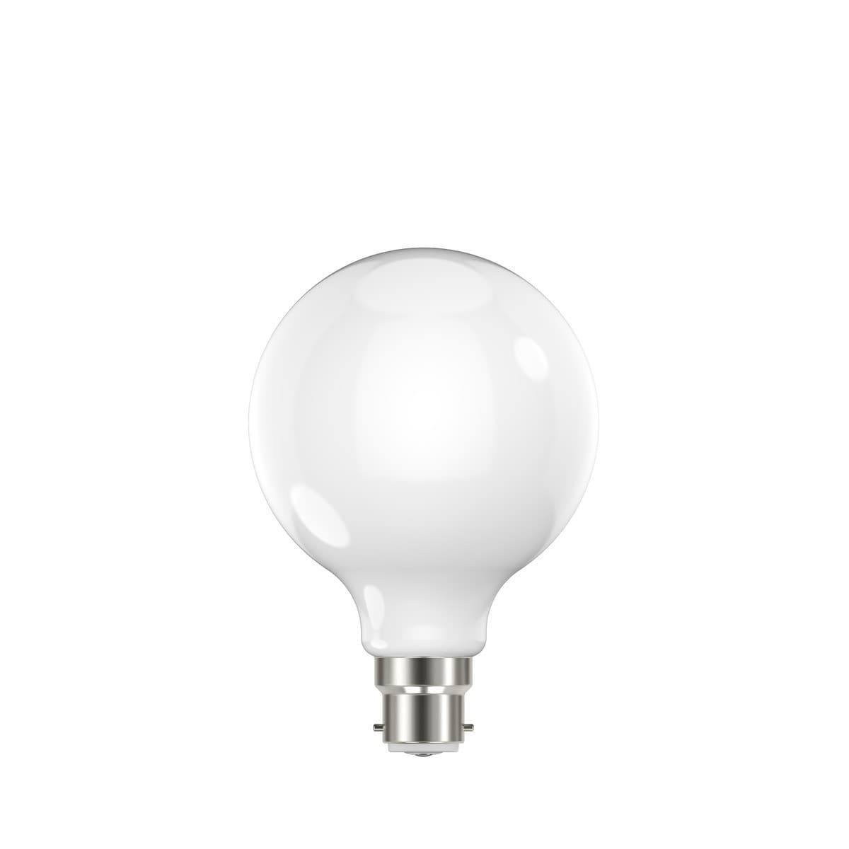 GE 7.6W Glass Opal Dimmable LED G95 BC Globe in Warm White-img-1