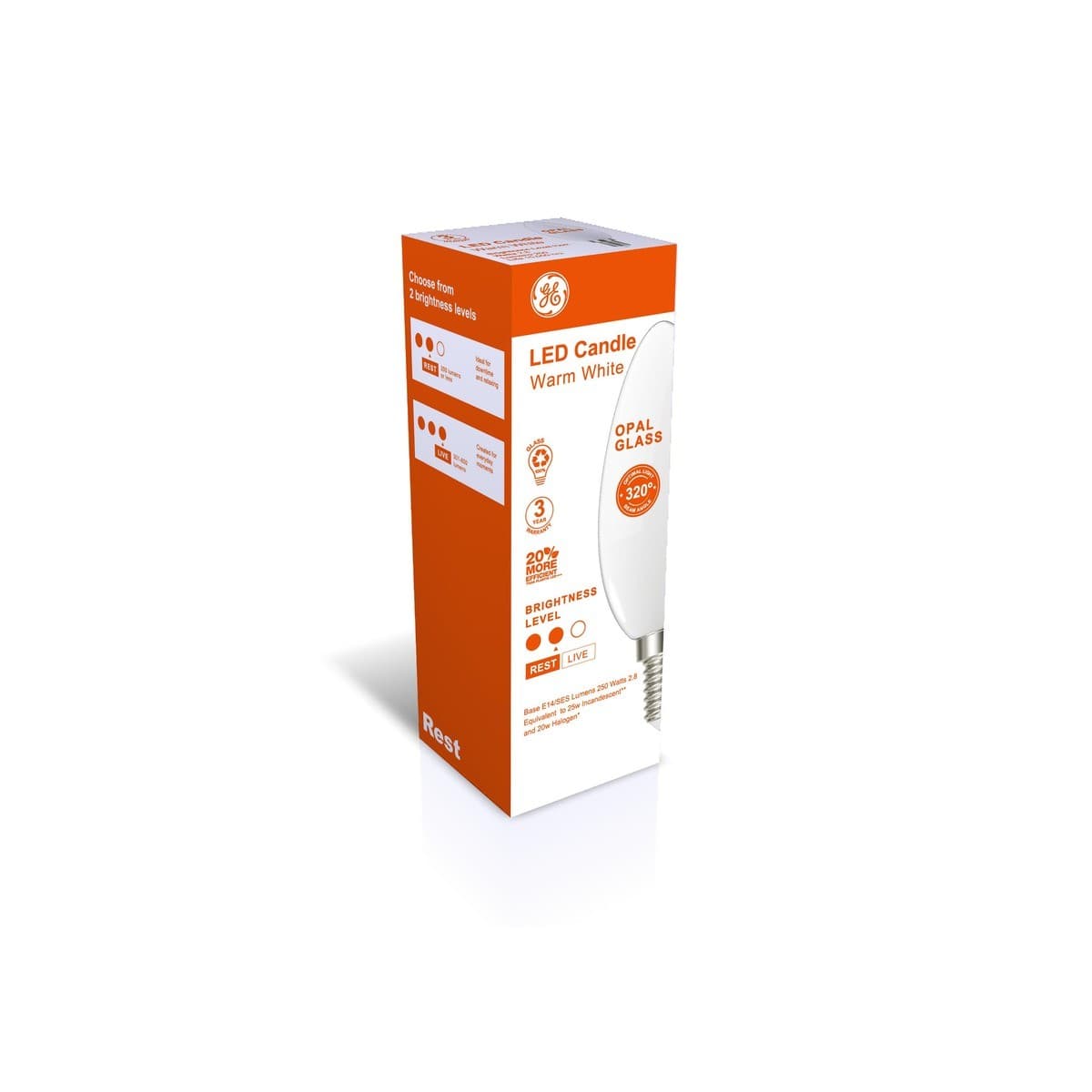 GE 2.8W LED Opal SES Candle Warm White Globe-img-2
