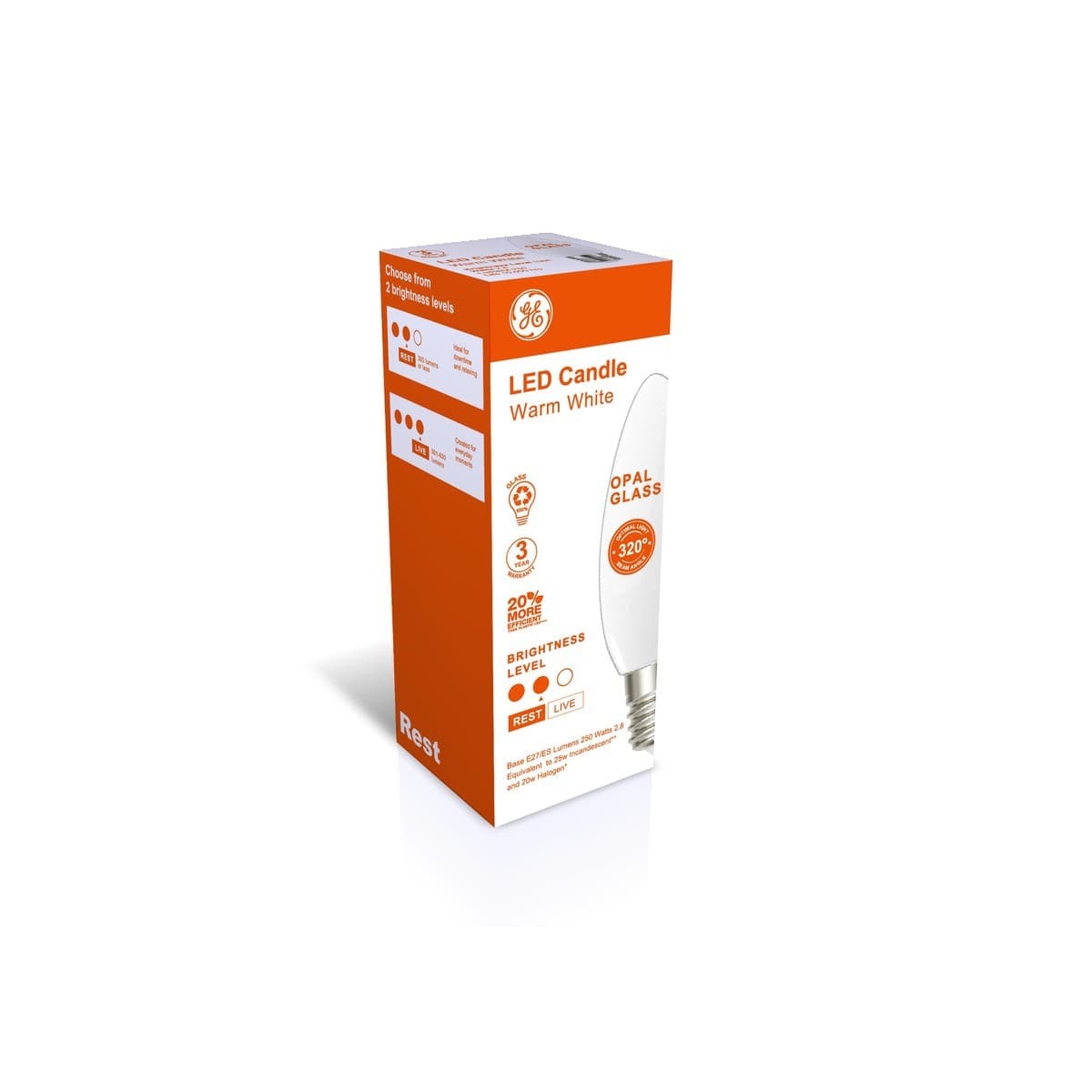 GE 2.8W LED Opal ES Candle Warm White Globe-img-2