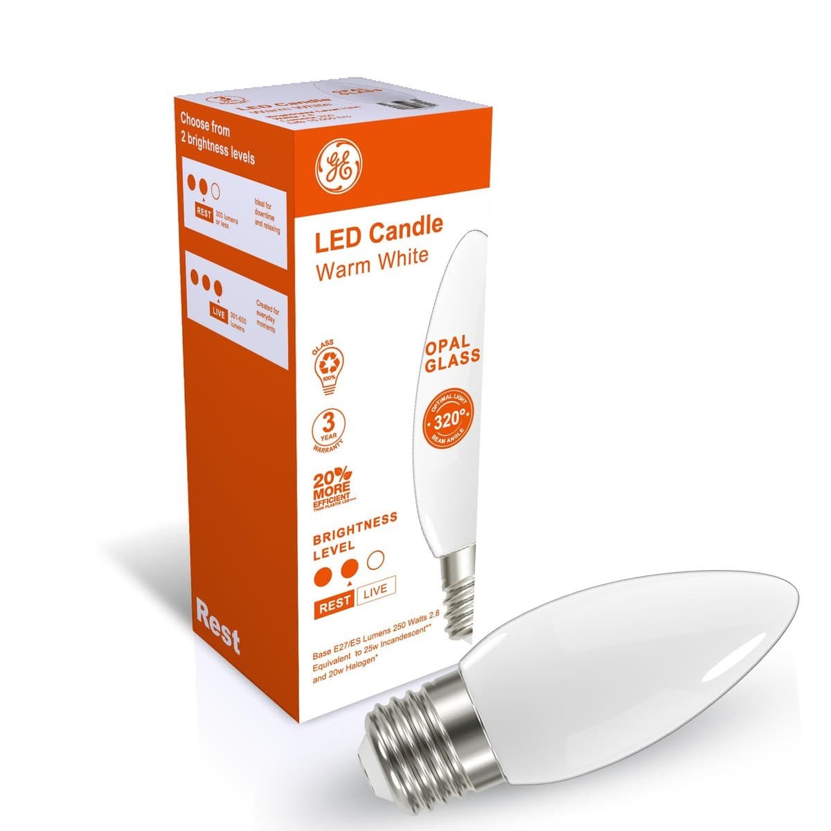 GE 2.8W LED Opal ES Candle Warm White Globe-img-3