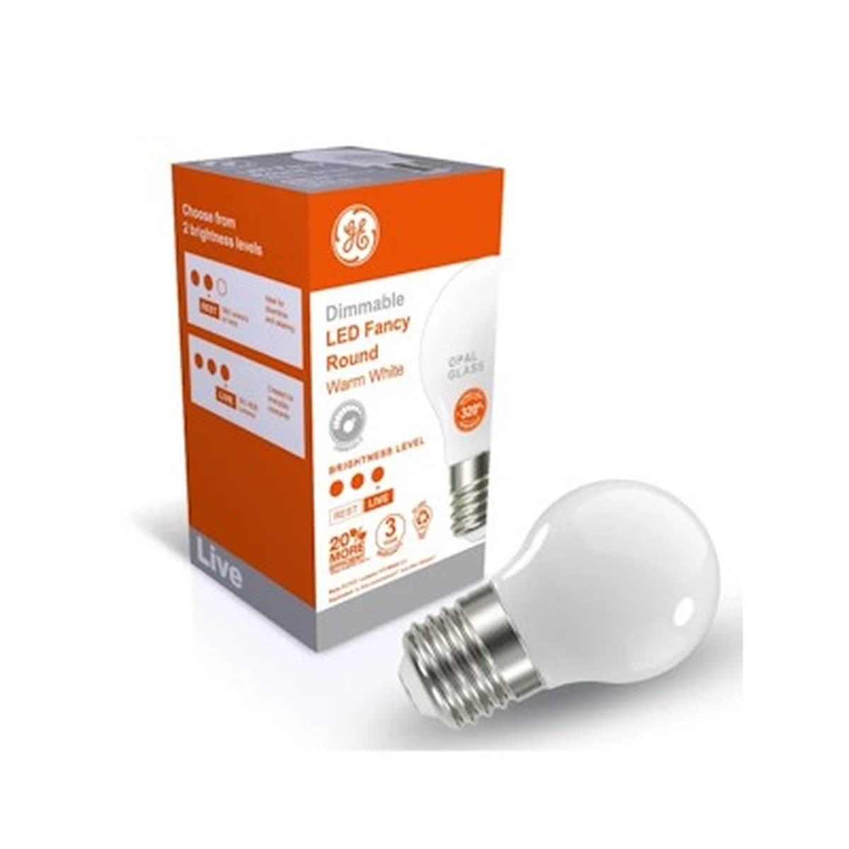 GE 5.5W LED Opal ES Dimmable Fancy Round Warm White Globe-img-1