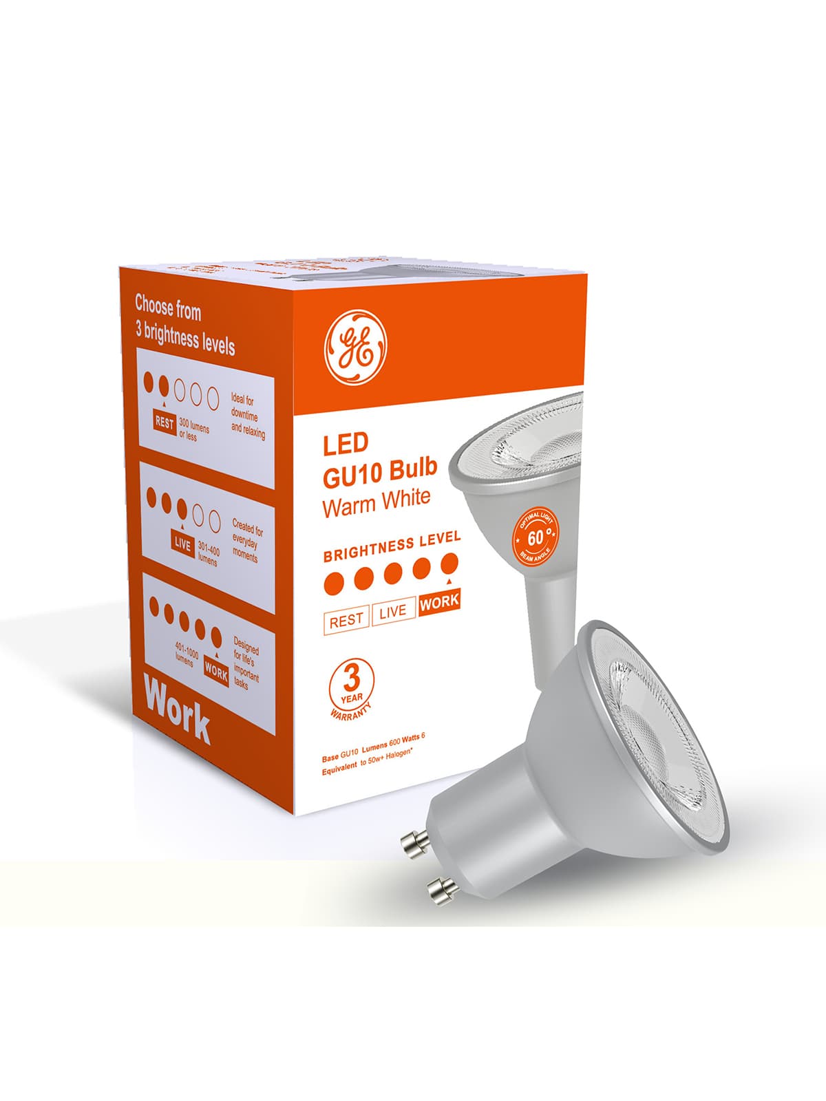 GE 4.9W LED GU10 Globe in Warm White-img-1