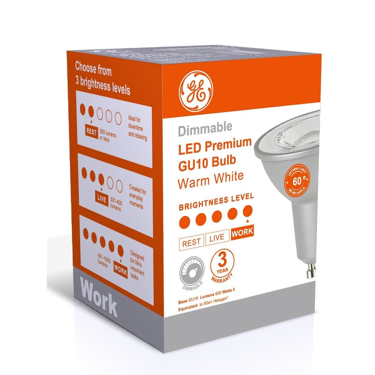 GE 6W Premium Dimmable GU10 Globe in Warm White-img-2