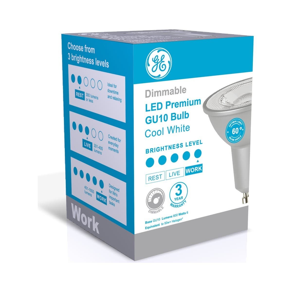 GE 6W Premium Dimmable GU10 Globe in Cool White-img-2