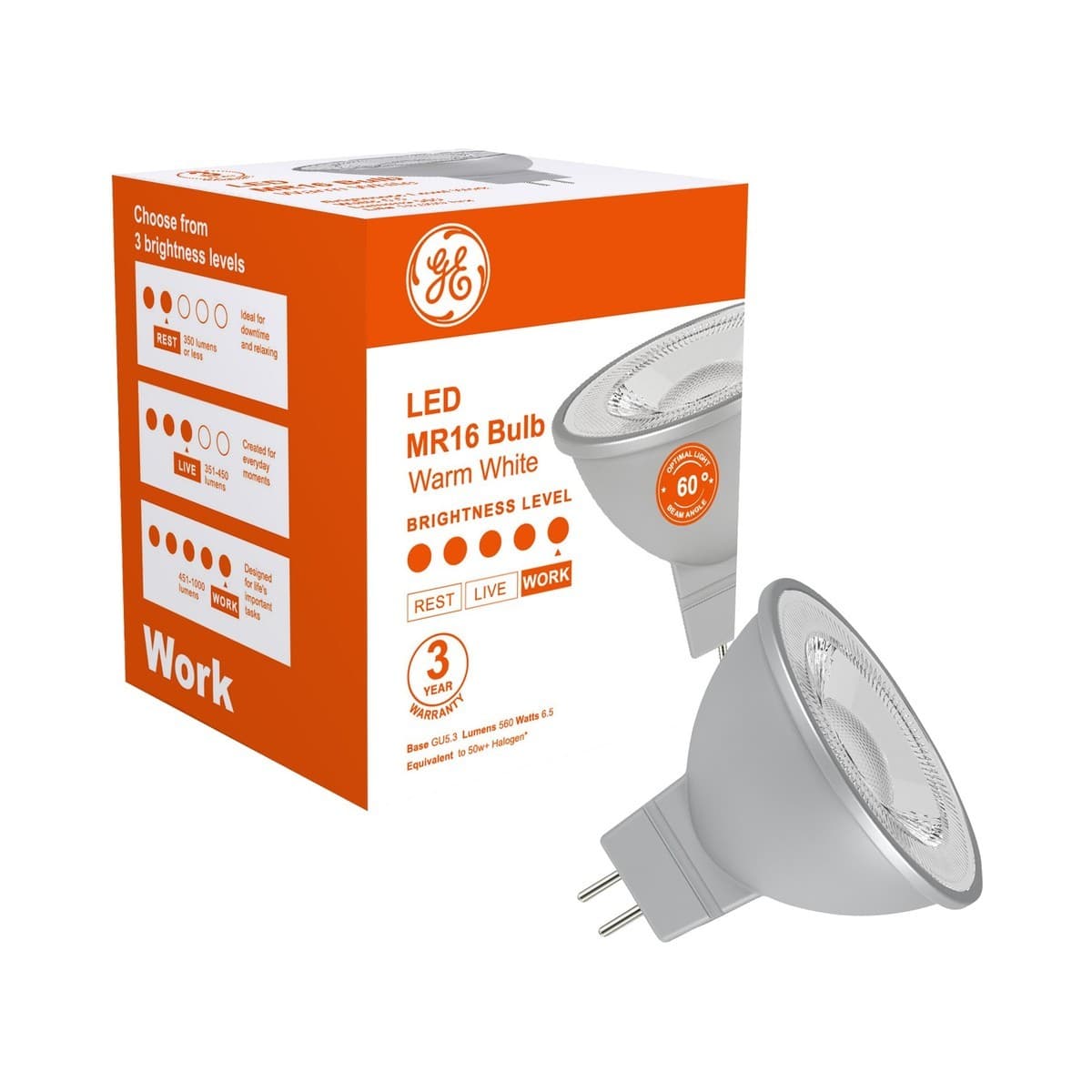 GE 6.5W LED MR16 Globe in Warm White-img-2