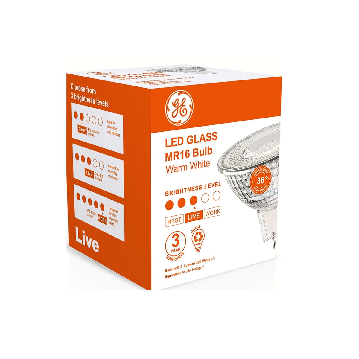 GE 4.5W Glass LED MR16 Globe in Warm White-img-2