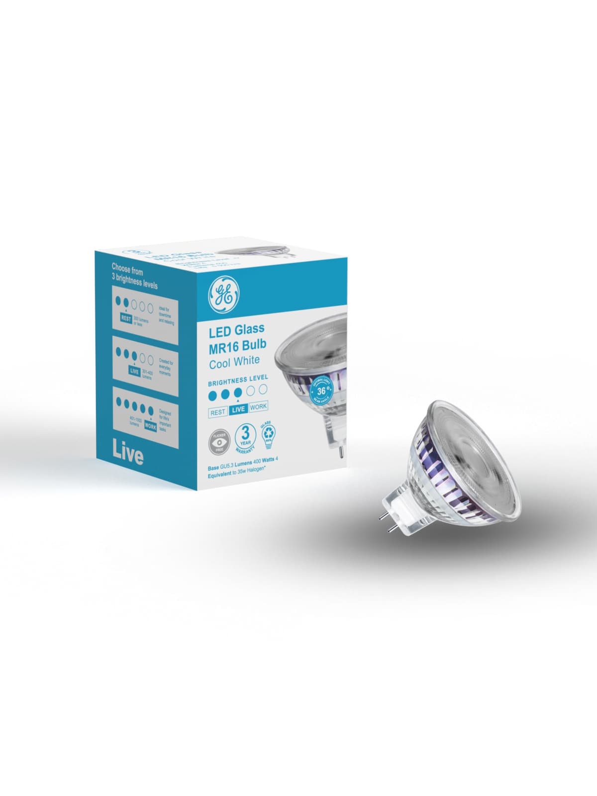 GE 4.5W Glass LED MR16 Globe in Cool White-img-1