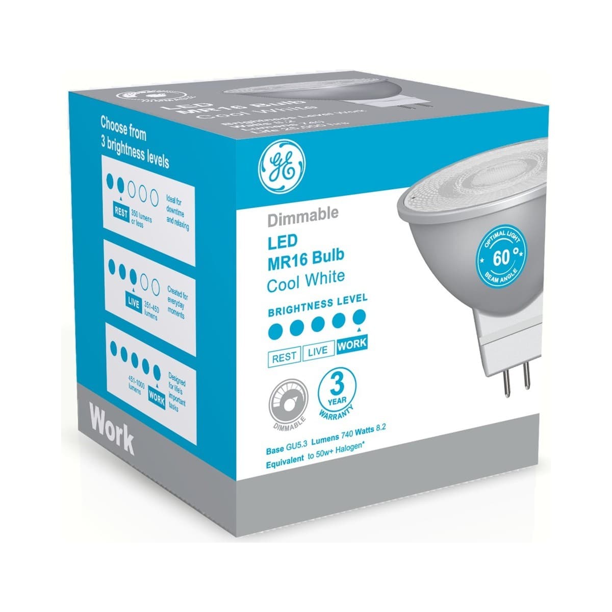 GE 6W LED Dimmable MR16 Globe in Cool White-img-2