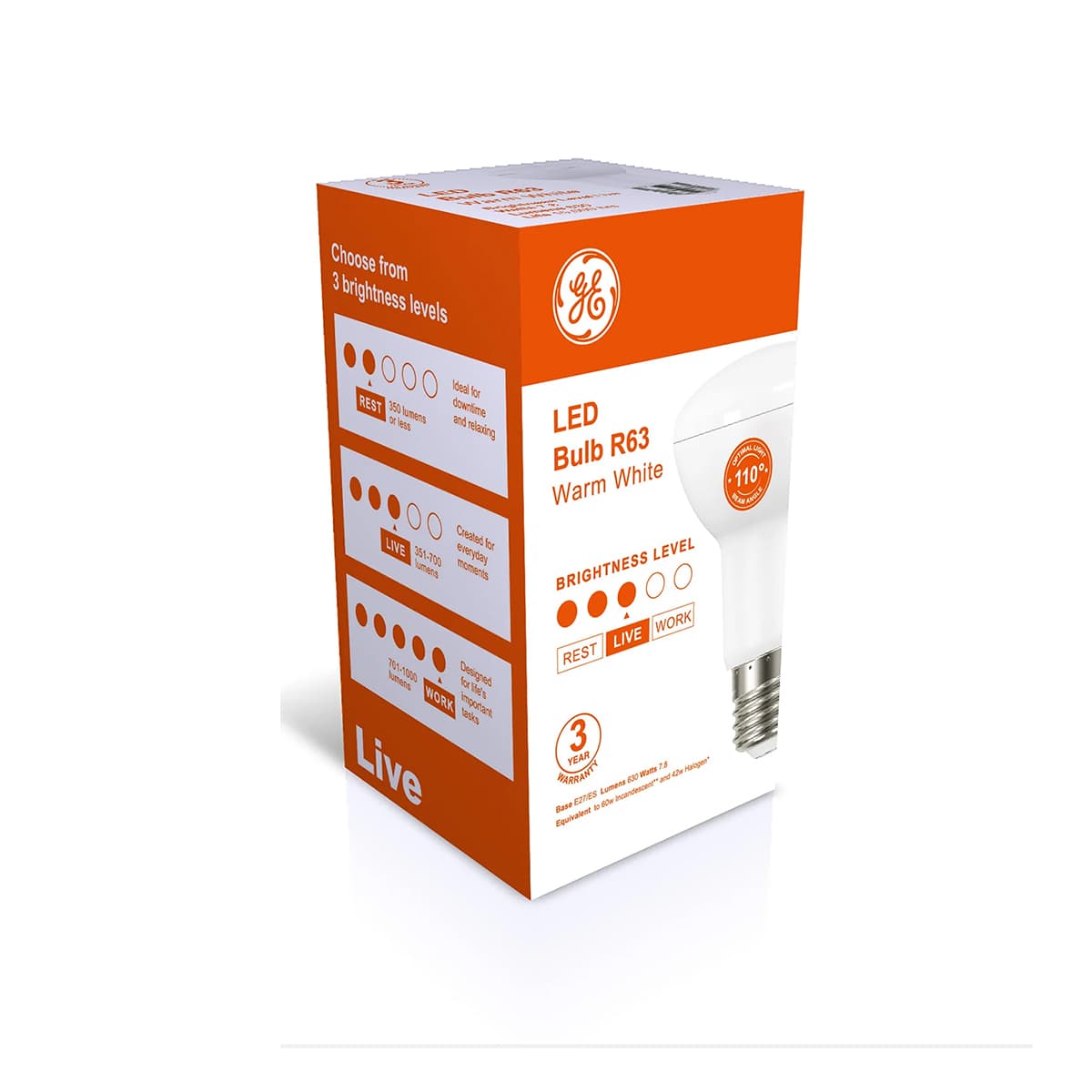 GE 7.8W LED ES R63 Globe in Warm White-img-2