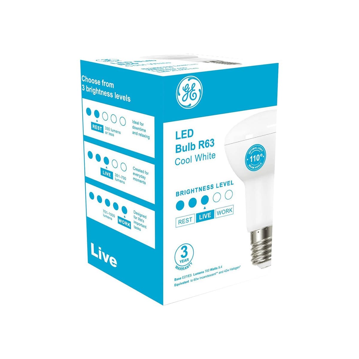 GE 7.8W LED ES R63 Globe in Cool White-img-2