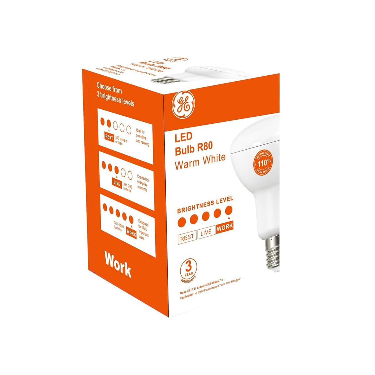 GE 7.3W LED ES R80 Globe in Warm White