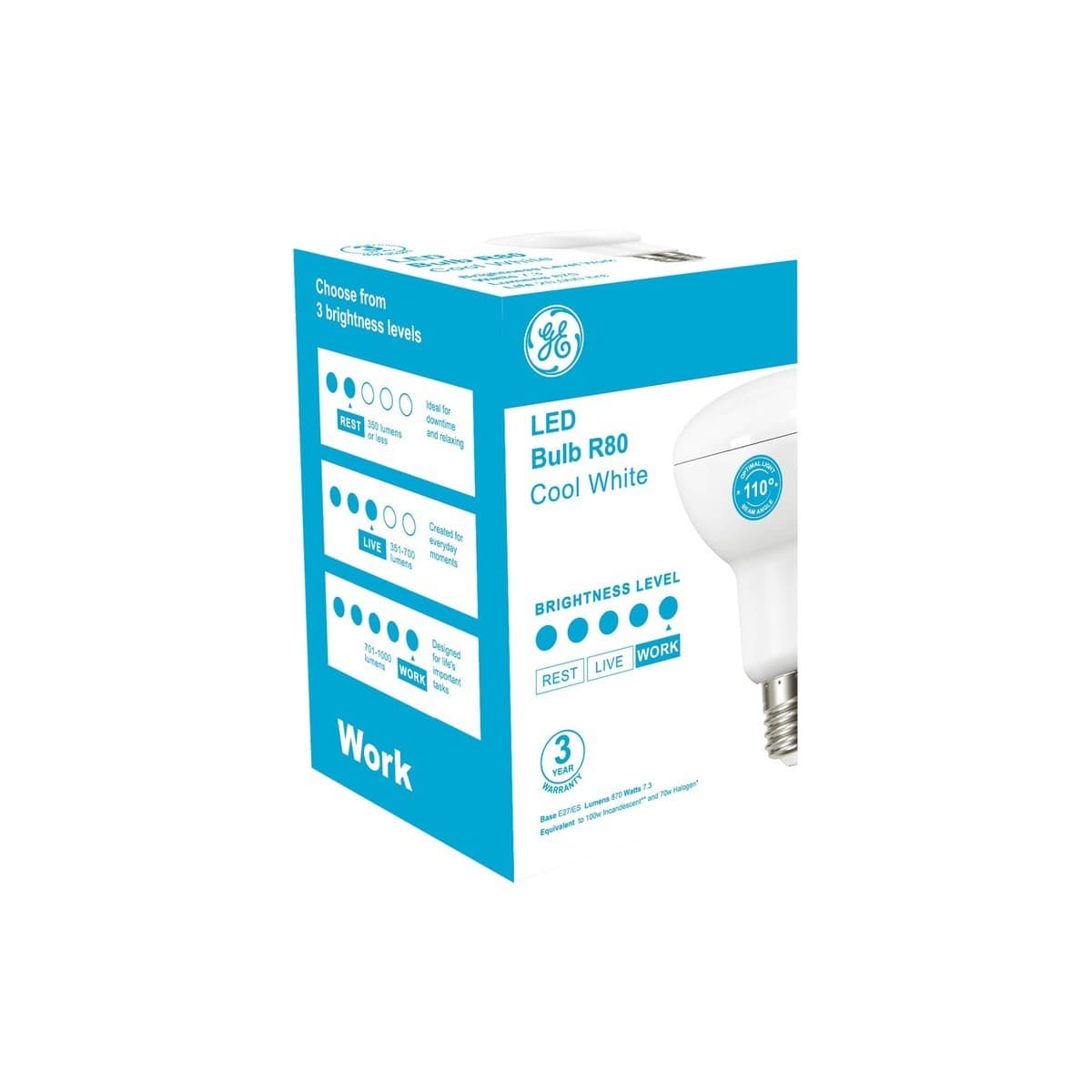 GE 7.3W LED ES R80 Globe in Cool White