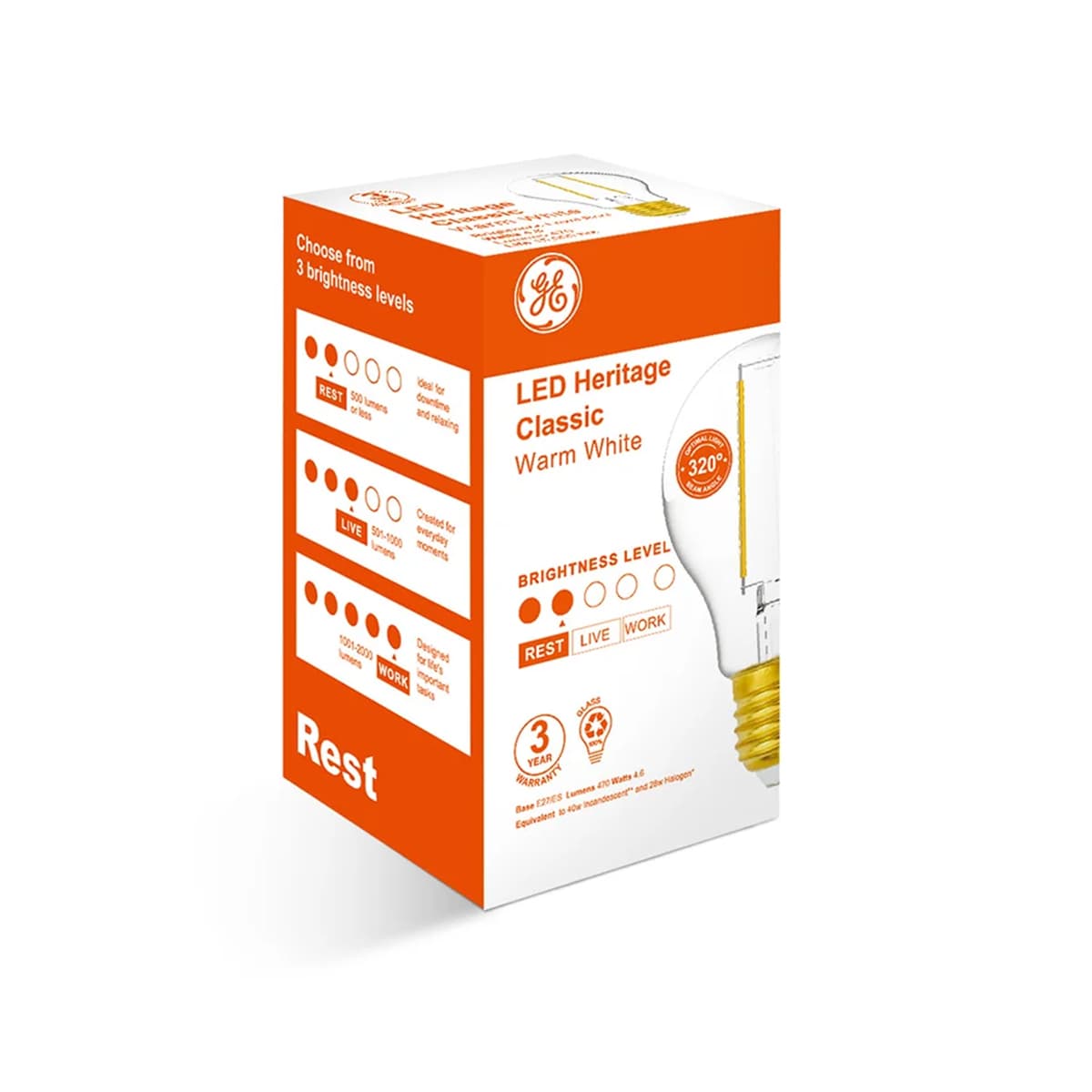 GE 4.6W Heritage LED GLS ES Globe in Warm White-img-2