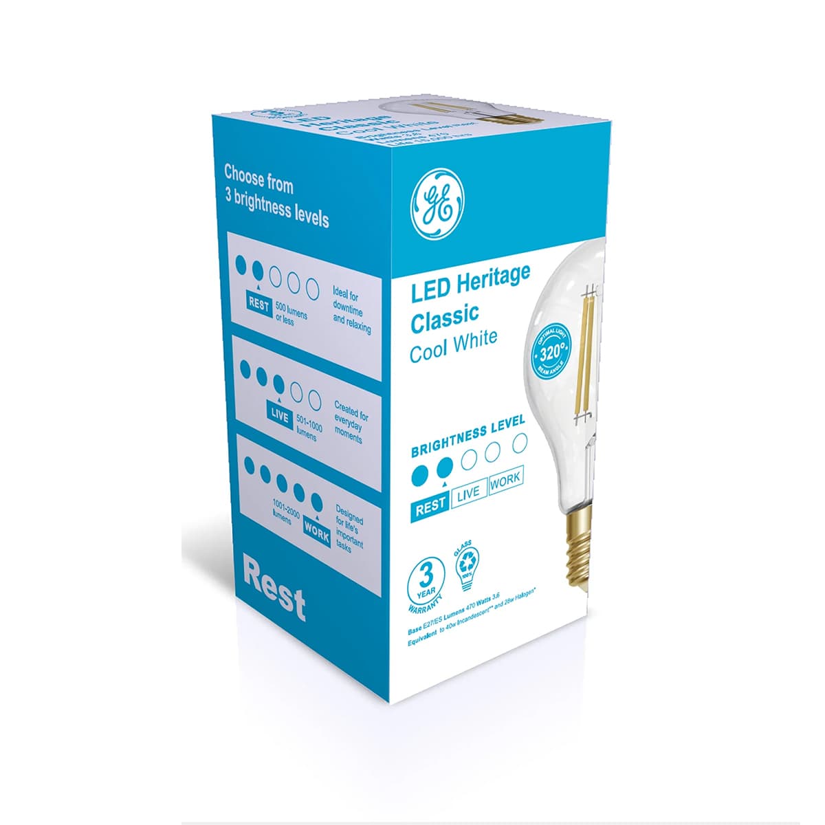 GE 4.3W Heritage LED GLS ES Globe in Cool White-img-2