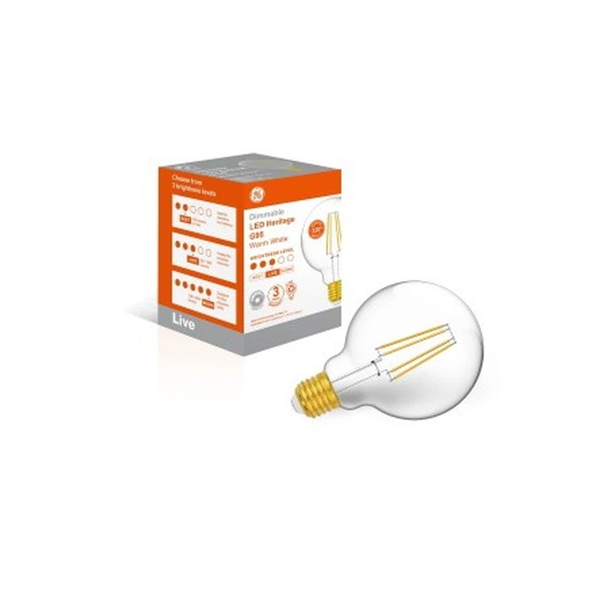 GE 7.5W Clear Dimmable LED G95 ES Globe in Warm White-img-1