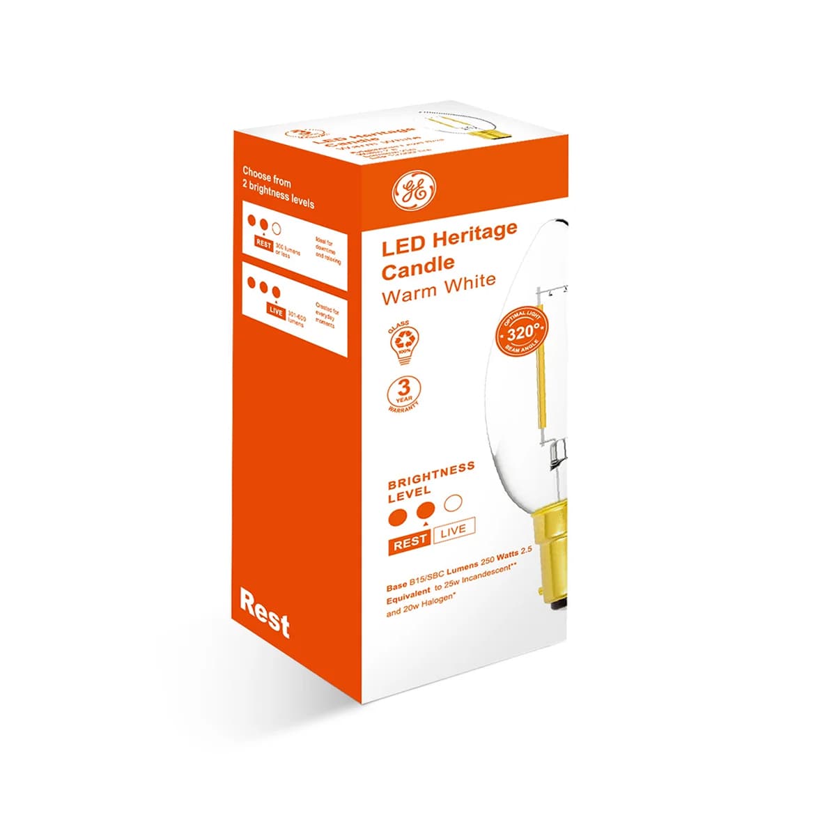 GE 2.5W Heritage LED Candle SBC Globe in Warm White-img-2