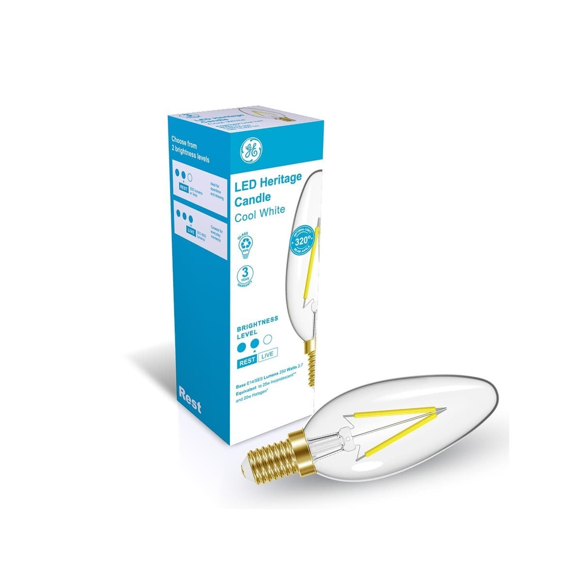 GE 2.7W Heritage LED Candle SES Globe in Cool White-img-1