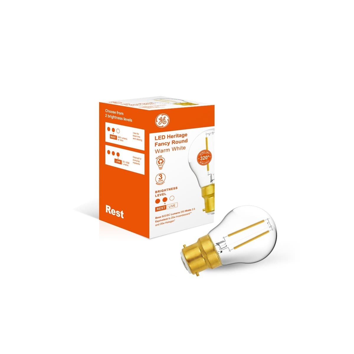 GE 2.5W Heritage LED Fancy BC Globe in Warm White-img-1