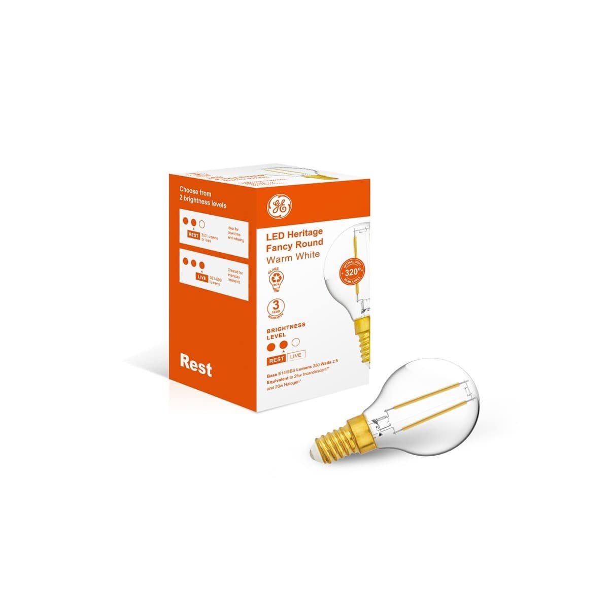 GE 2.5W Heritage LED Fancy SES Globe in Warm White-img-1