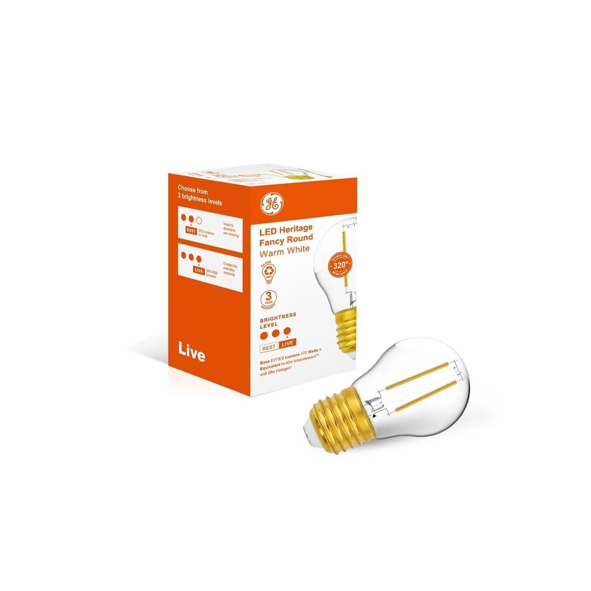 GE 4W Heritage LED Fancy ES Globe in Warm White-img-2