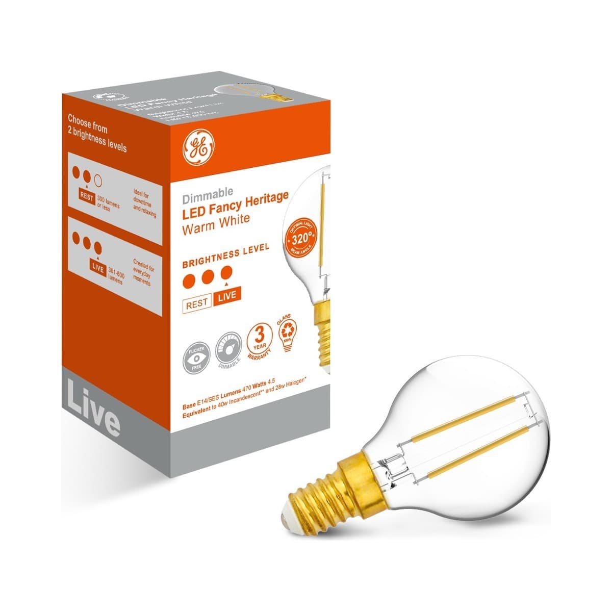 GE 4.5W Heritage Dimmable LED Fancy Round SES Globe in Warm White-img-1