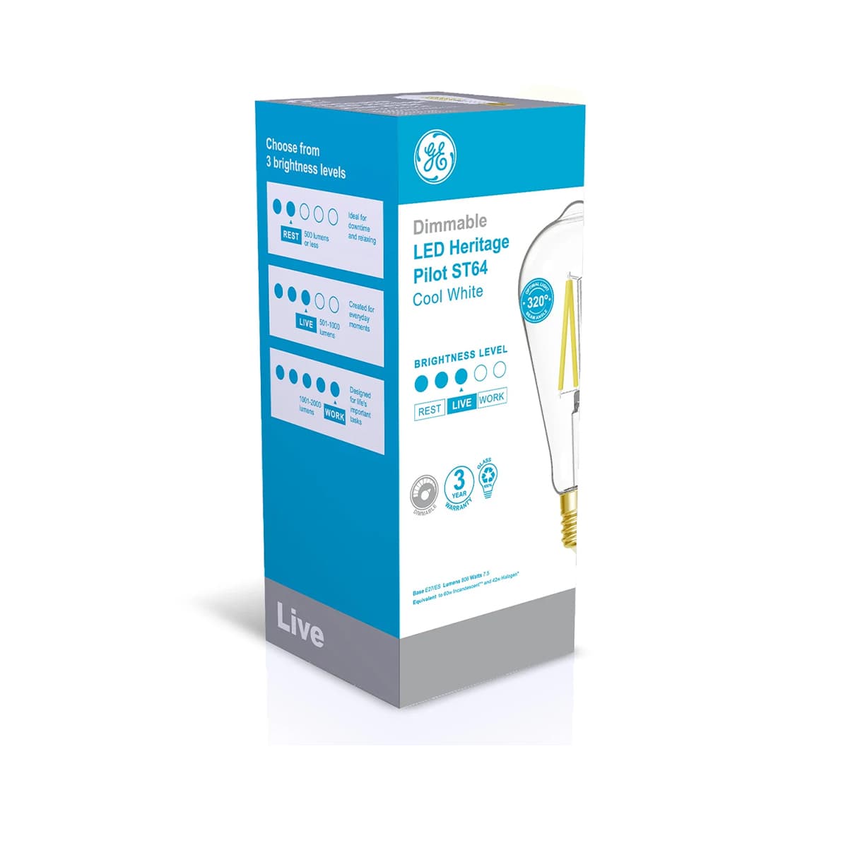 GE 6W Heritage Dimmable LED Pilot ES Globe in Cool White-img-2