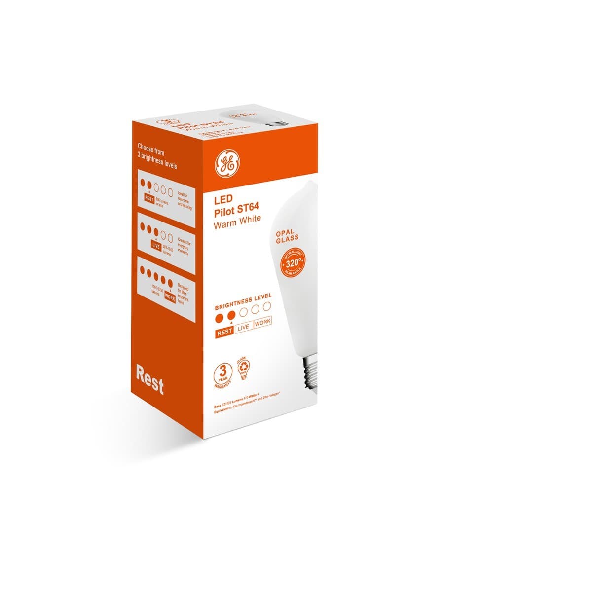 GE 4W LED Opal Pilot ES Globe in Warm White-img-2